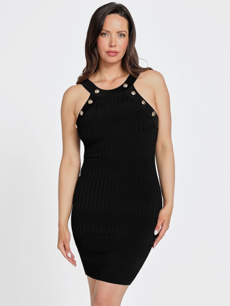 Janet Button Ribbed Sweater Dress | GUESS Janet Button Ribbed Sweater Dress | GUESS