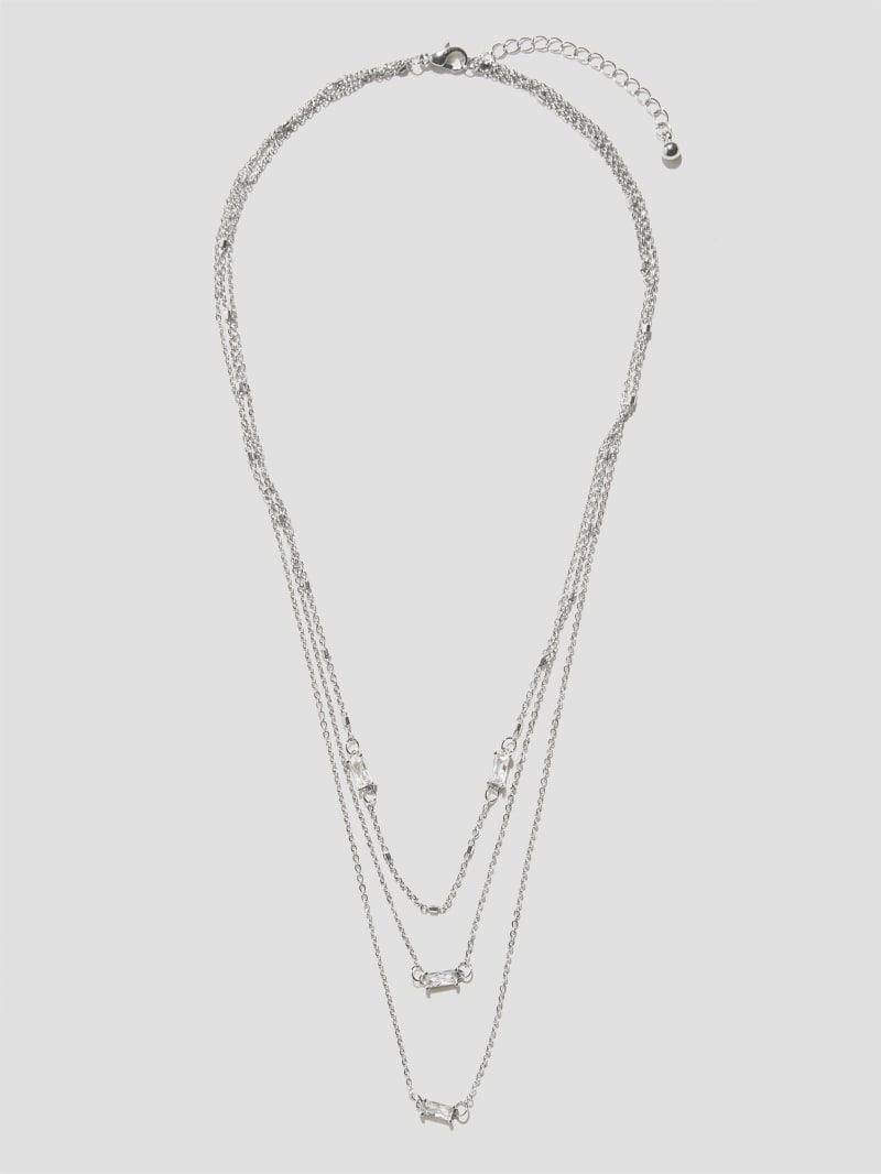 Silver-Tone Baguette Layered Necklace