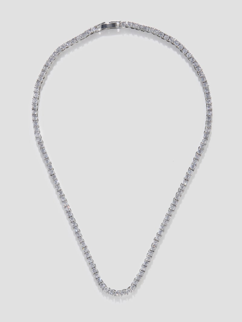 Silver Tone Cubic Zirconia Tennis Necklace