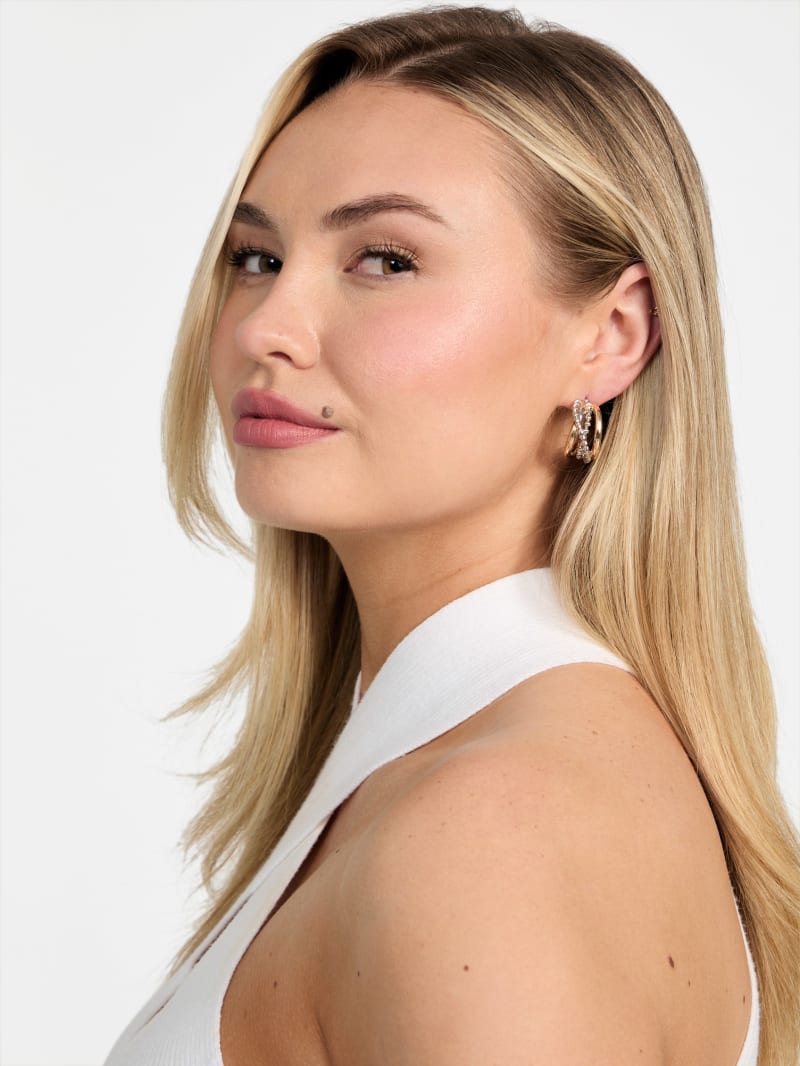 [PRIMAUTE] THIN TWISTED Earrings 全2色 Minimalism 5/6/8MM Rainbow CZ Stone Sqaure Stud Earrings for