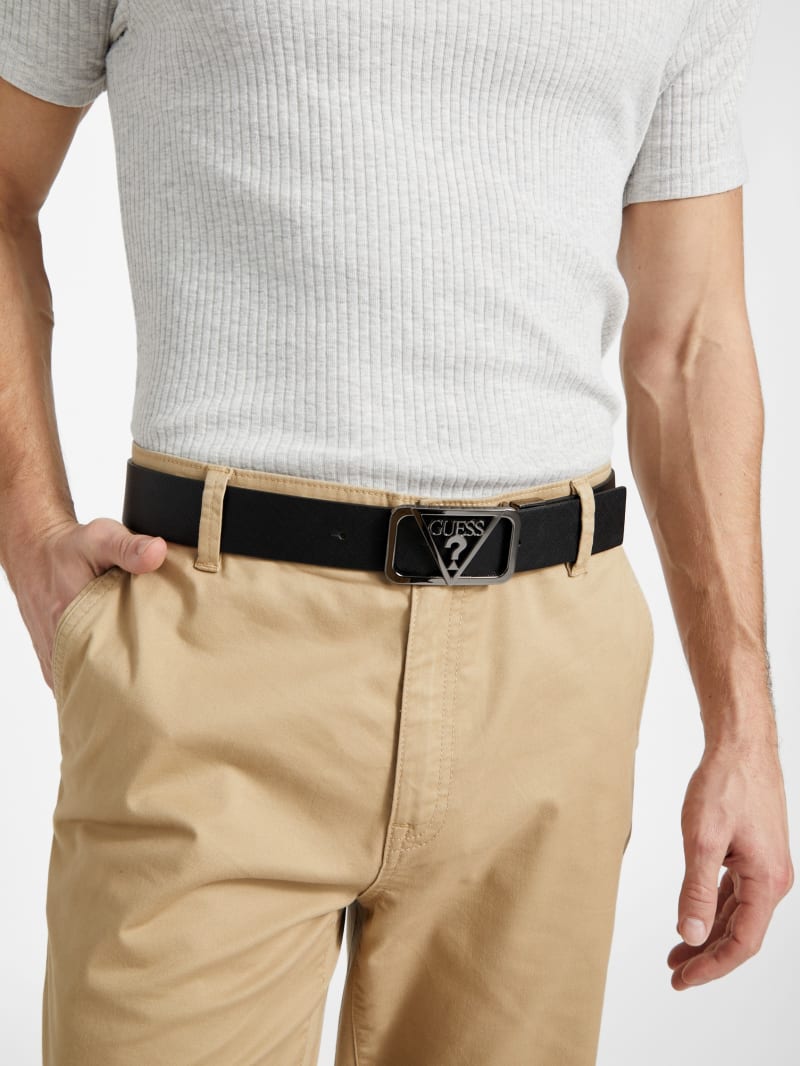 【GUESS USA】24fw STAR BELT Guess Belt noelle logo 4g BW9166 P4235 CLO, Black-white, 42