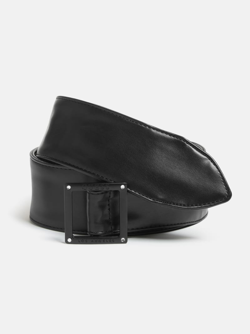Faux-Leather Buckle Waist Belt