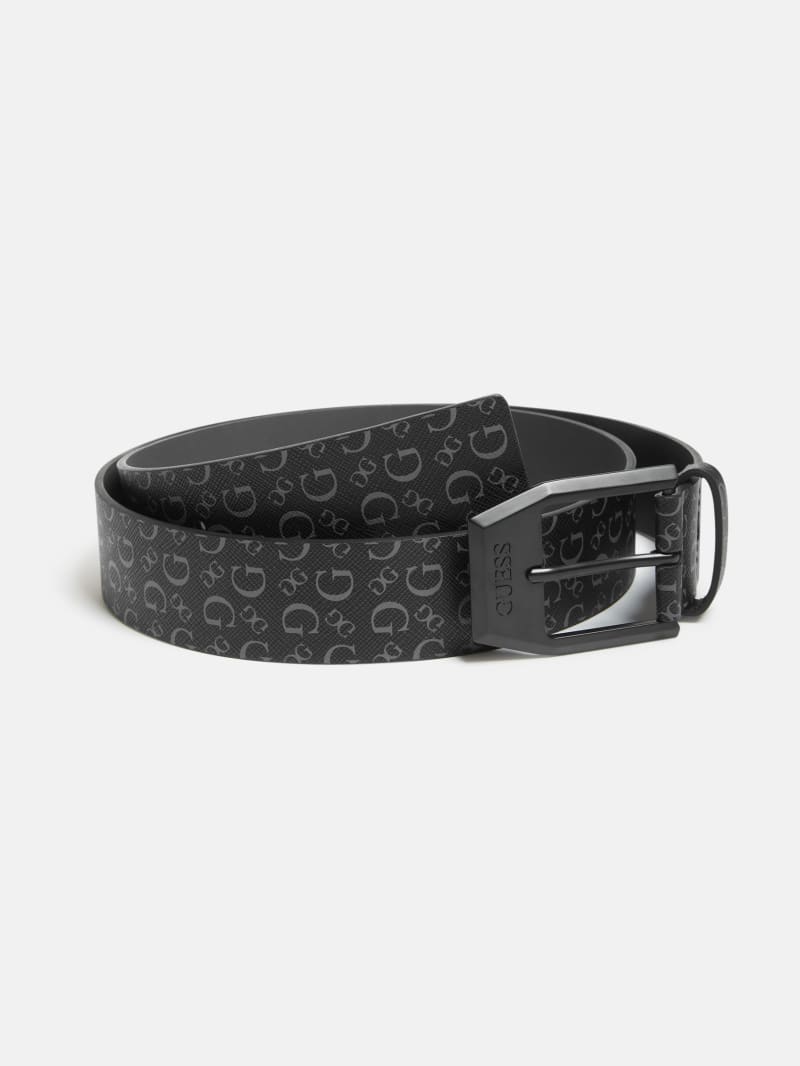 Faux-Leather Logo Printed Belt