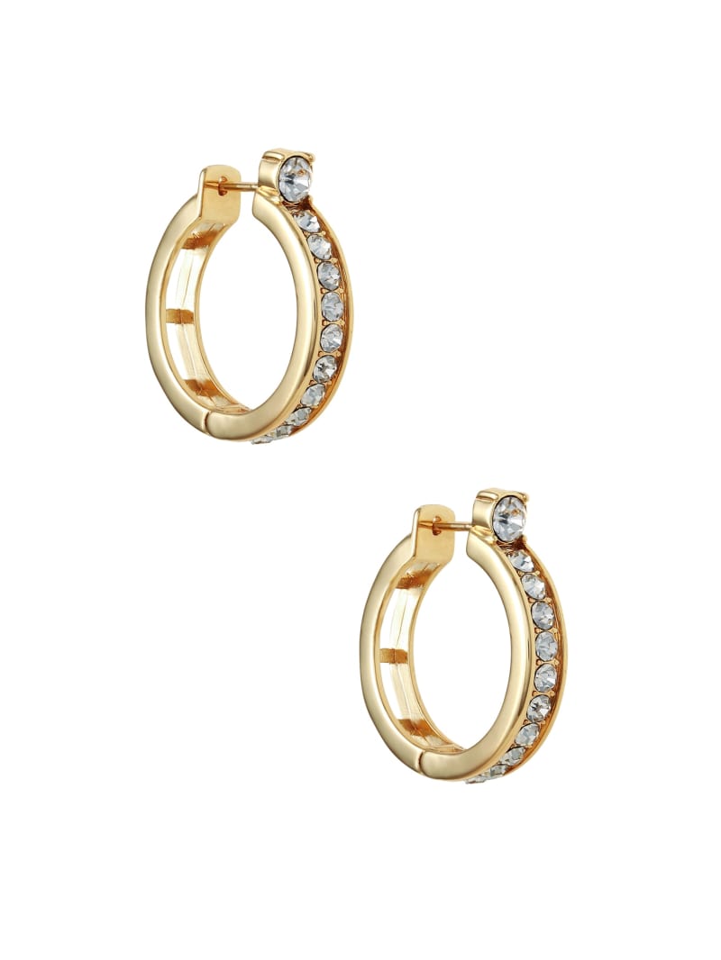 Gold-Tone Rhinestone Huggie Hoop Earrings