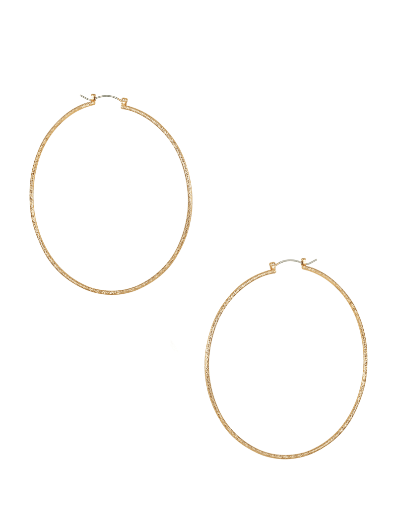 Gold-Tone Large Textured Hoop Earrings