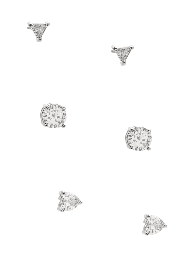 Silver-Tone Cubic Zirconia Stud Earrings Set