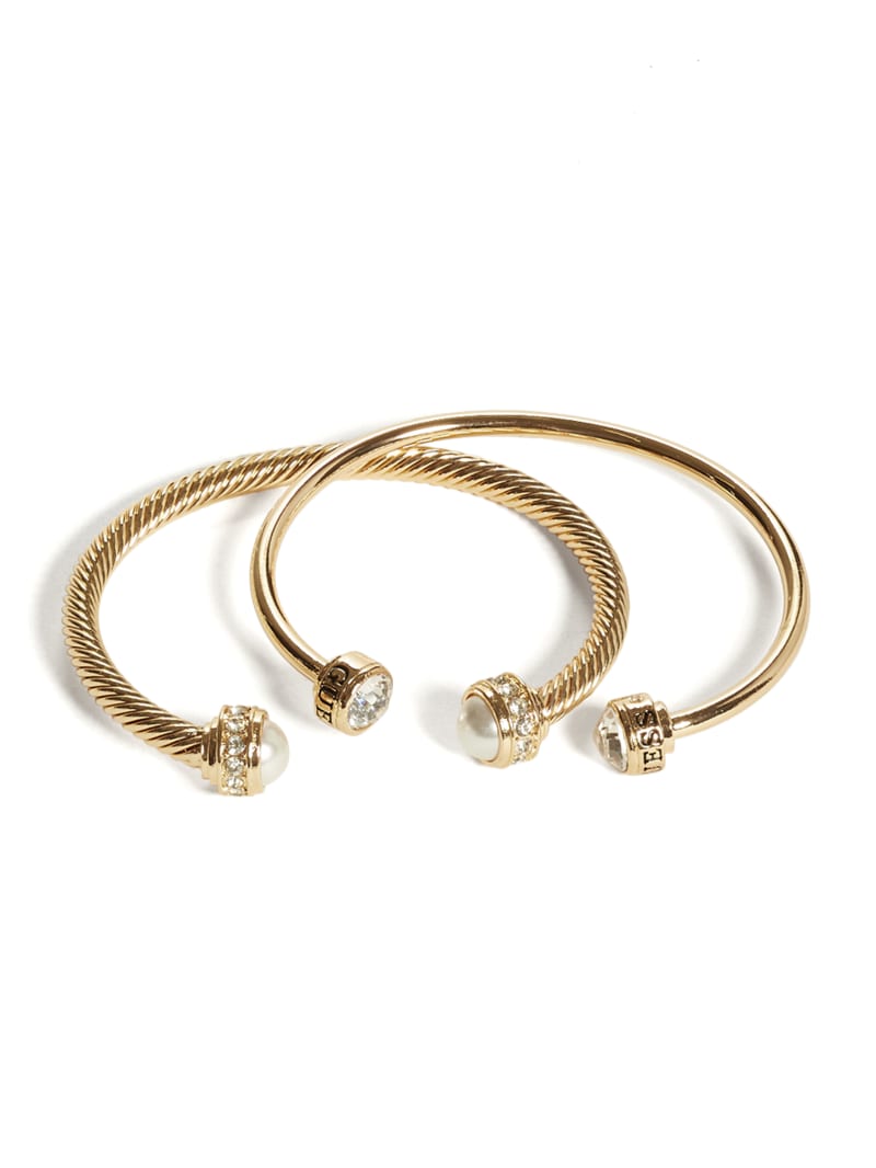Guess Gold-Tone Pearl Cuff Bracelet Set. 1