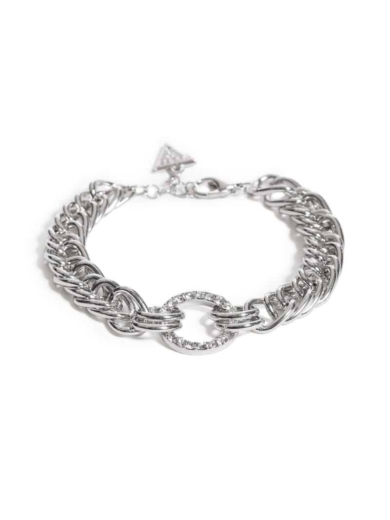 Silver-Tone Rhineston Circle Bracelet