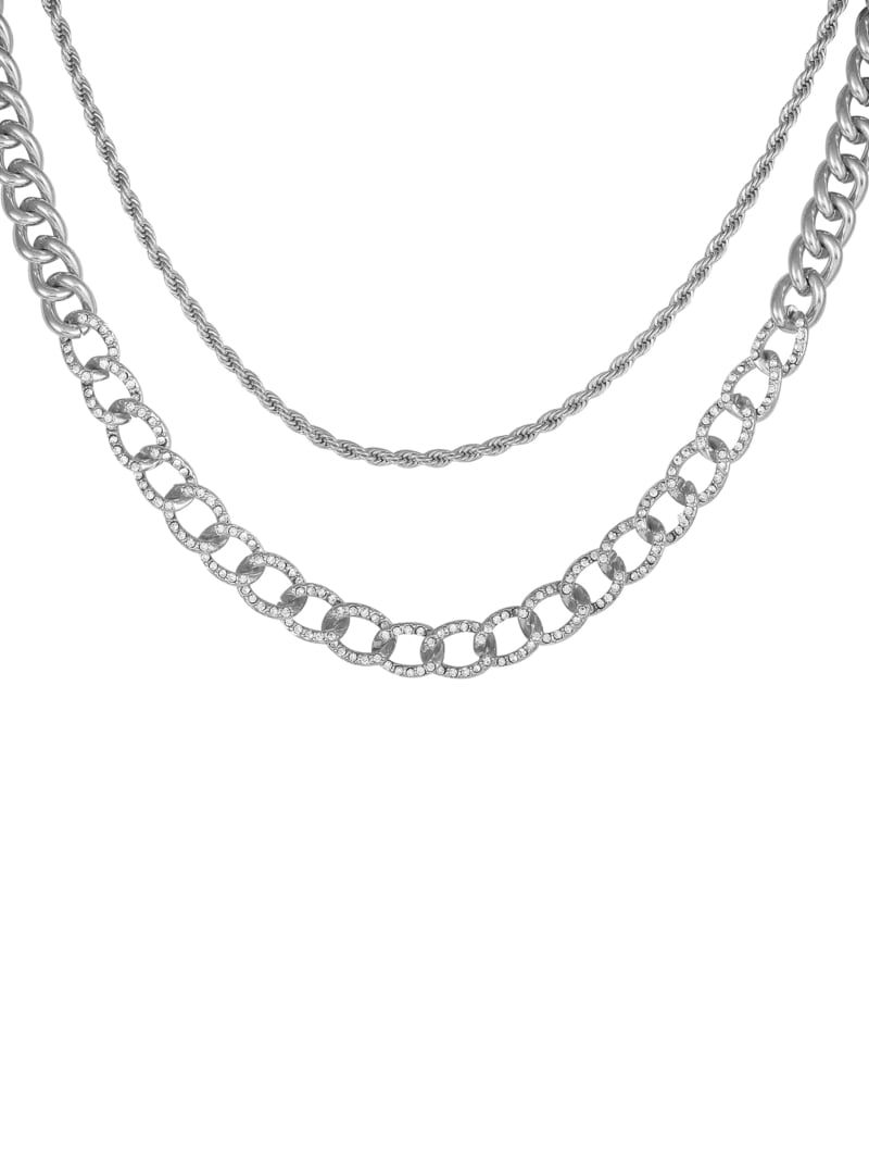 Silver-Tone Layered Chain Necklace