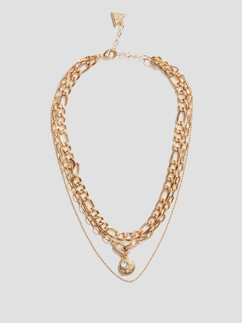 Gold-Tone Logo Charm Layered Necklace