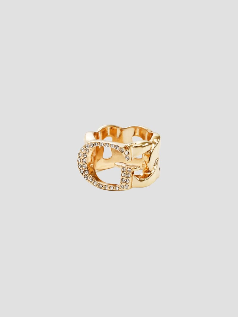 Gold-Tone Rhinestone G Ring