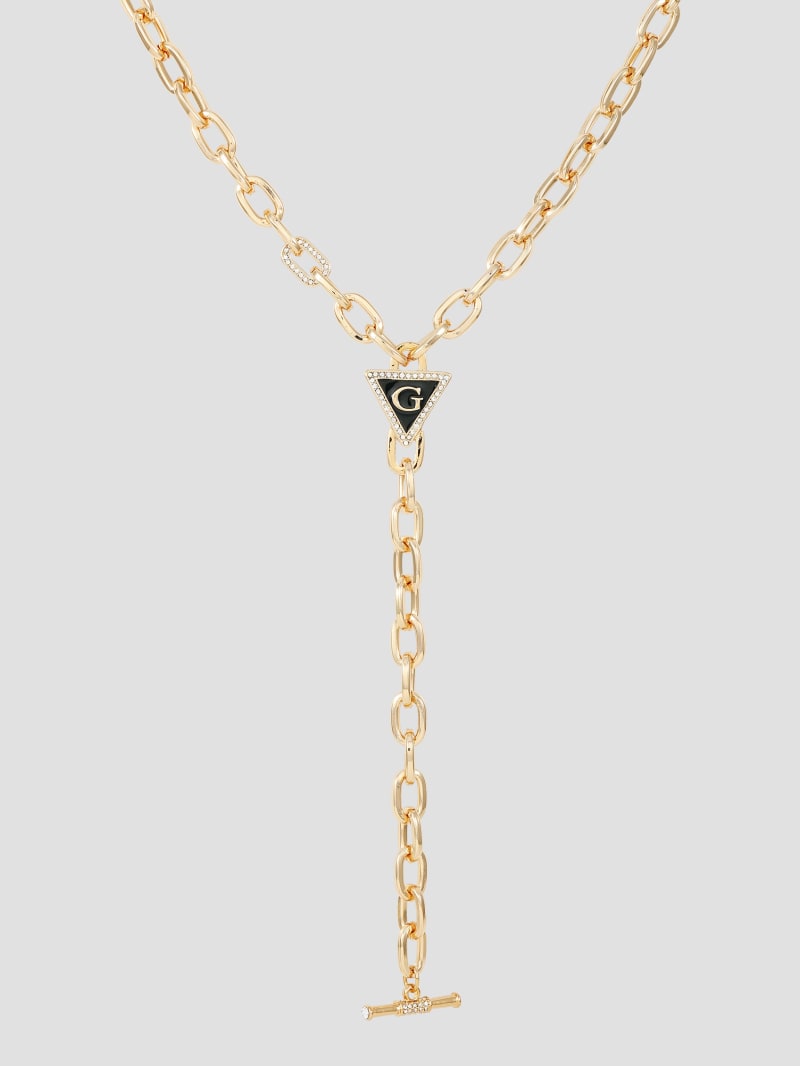 Gold-Tone and Black G Triangle Y Necklace