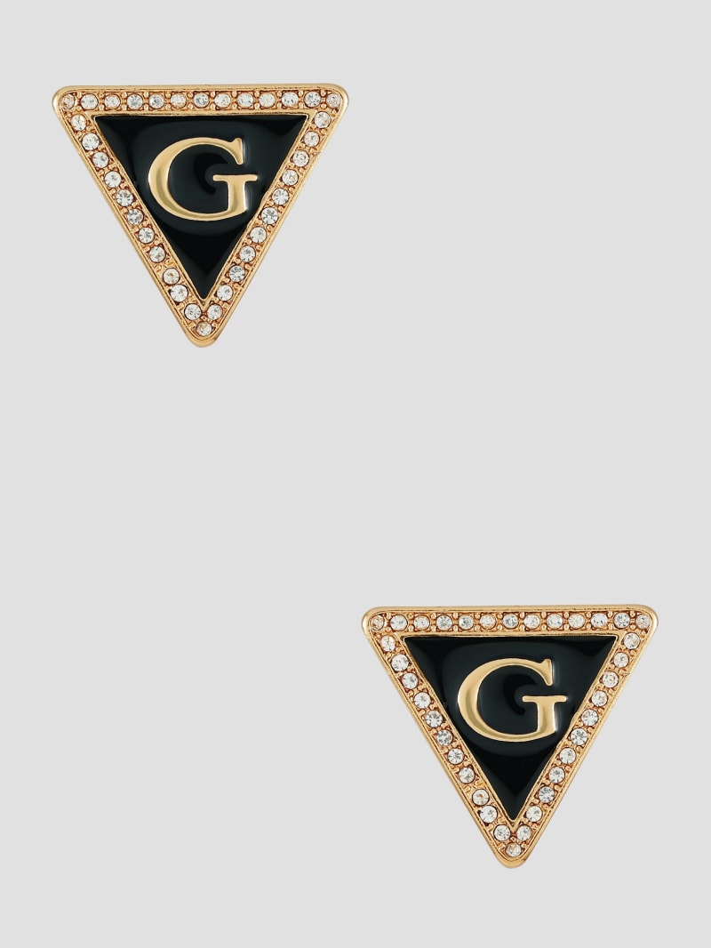 Gold-Tone and Black G Triangle Earrings