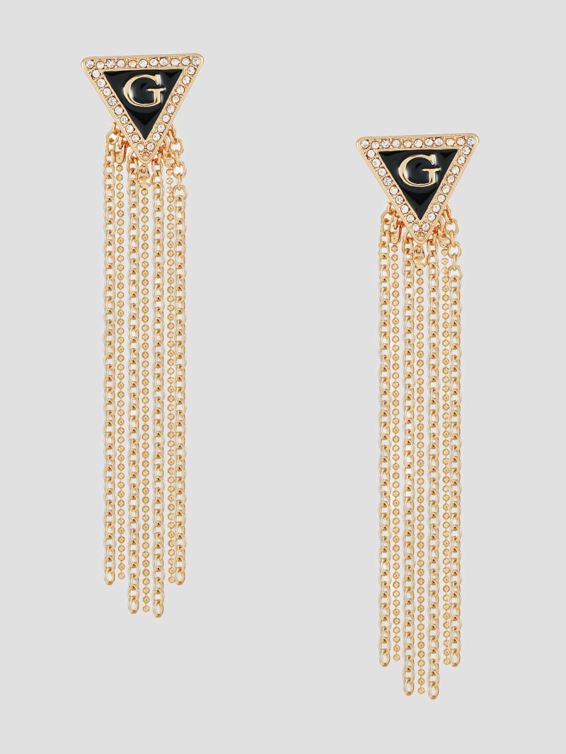 Gold-Tone and Black G Triangle Fringe Earrings