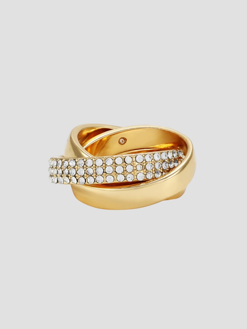 Gold-Tone and Rhinestone Layered Ring