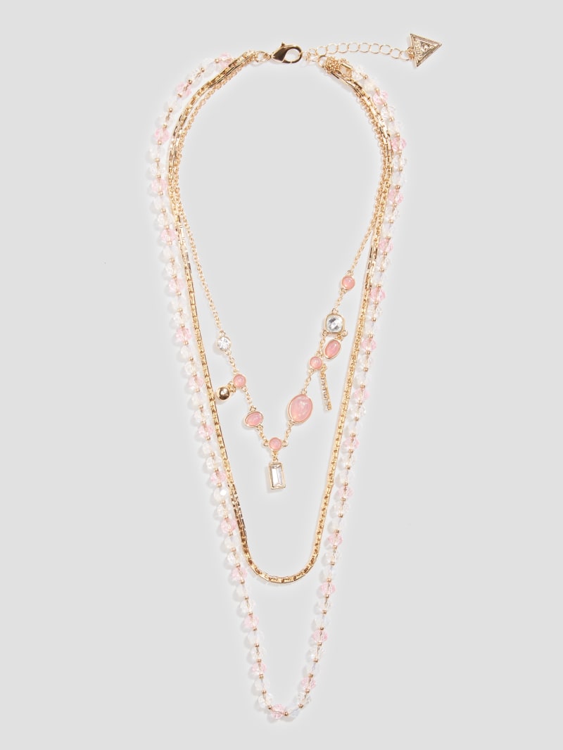 Gold Tone Beaded Layered Necklace GUESS