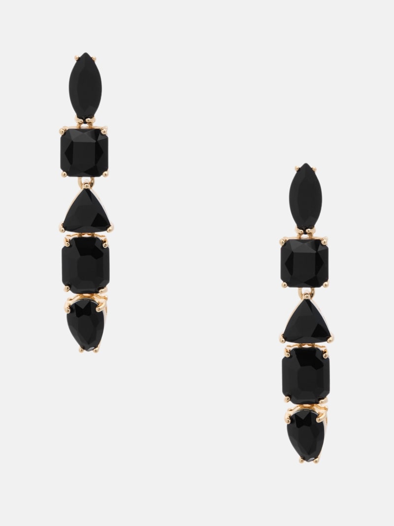 Linear Black Stone Earrings