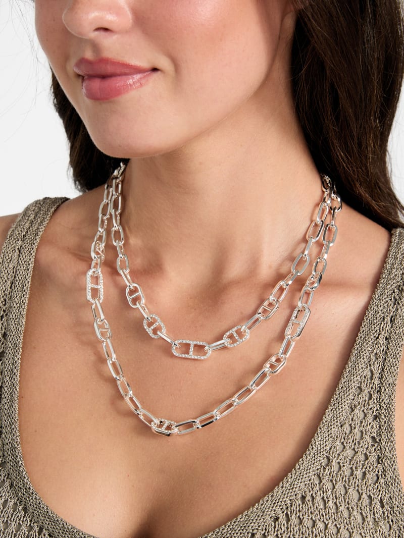 Silver-Tone Link Layered Necklace