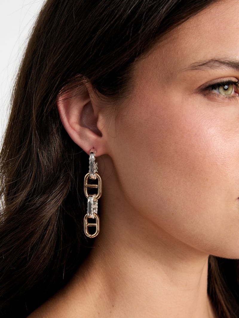 Two-Tone Link Drop Earrings