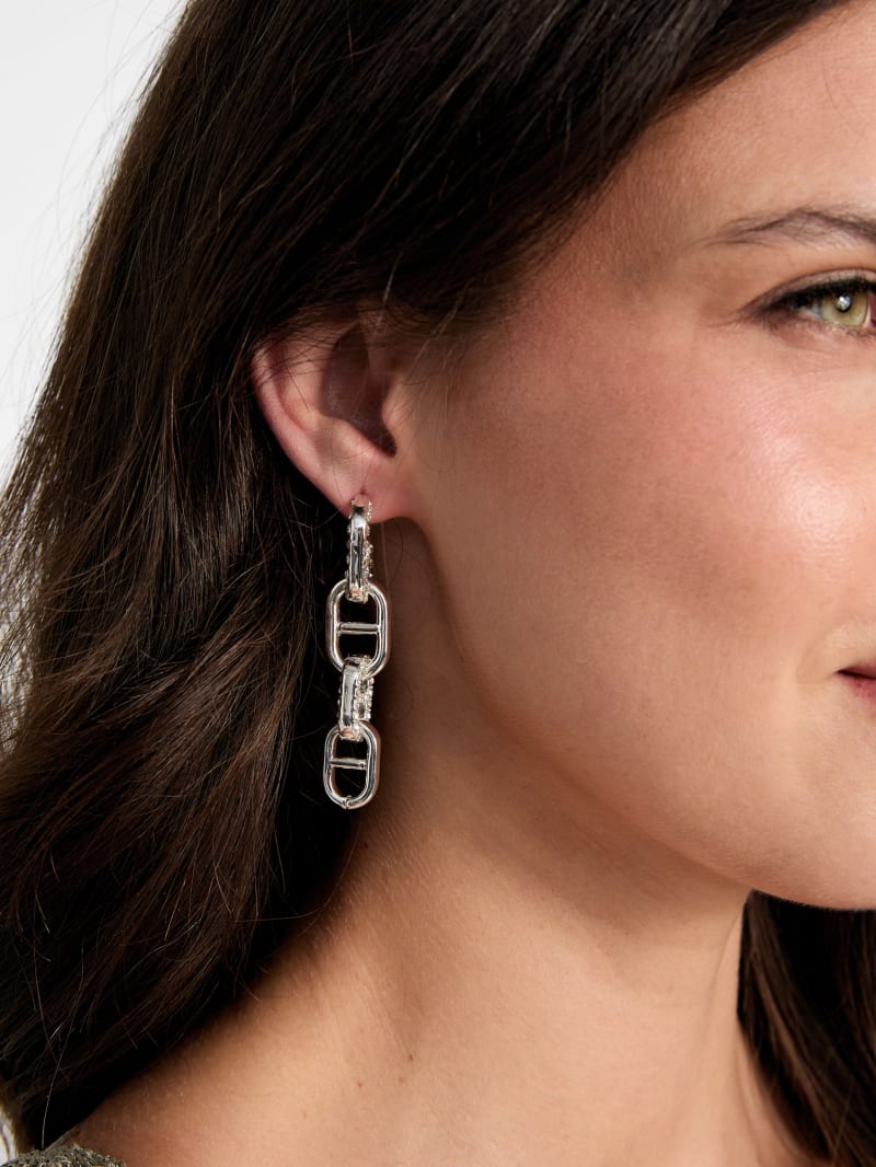 Silver-Tone Link Drop Earrings