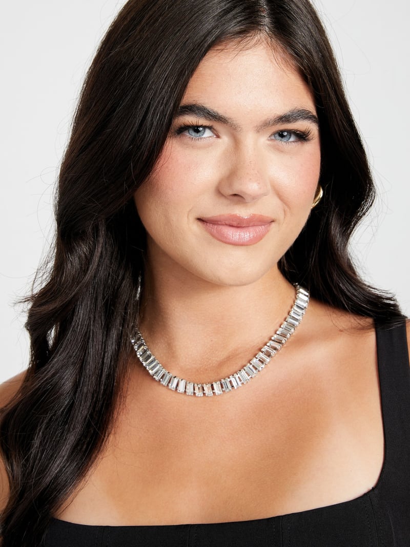 Silver-Tone Baguette Collar Necklace
