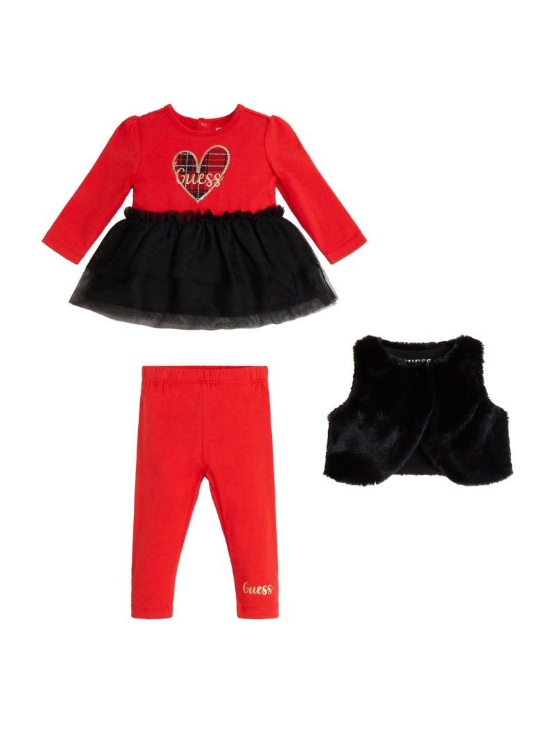 Faux Fur Vest Tulle Tee and Leggings Set 0 24M GUESS Canada