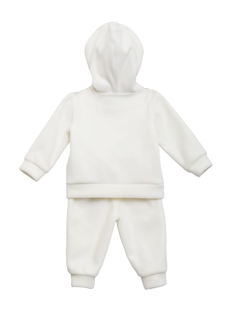 Girls Bebe Velour Zip Front Hoodie and Joggers Set - Beige