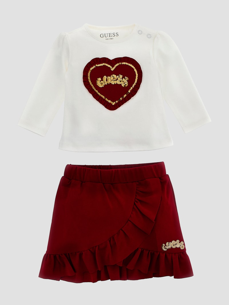 Guess red skirt top