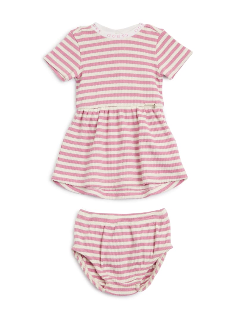 GUESS Shimmer Striped Dress Set 0 24m Pink