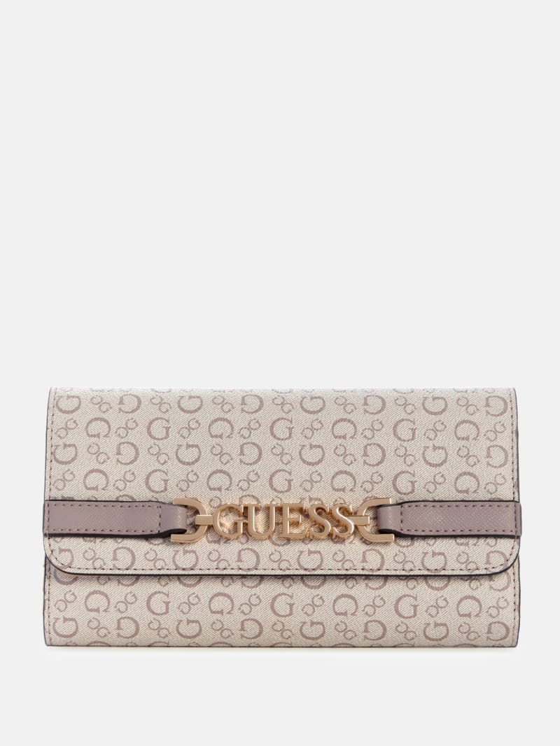 Rhiannon Logo Fold-Over Clutch Wallet | GUESS Factory
