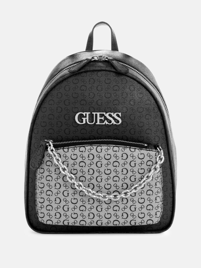 Guess Vikky Monogram Shoulder Bag Black Logo - Buy At Outlet Prices!