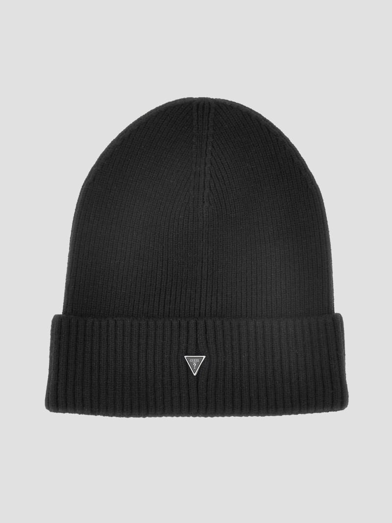 SEESEE マカオ限定 LOGO BEANIE black 黒 Mito Triangle Beanie | GUESS
