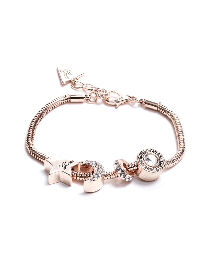 Rose GoldTone Snake Chain Charm Bracelet GUESS Factory