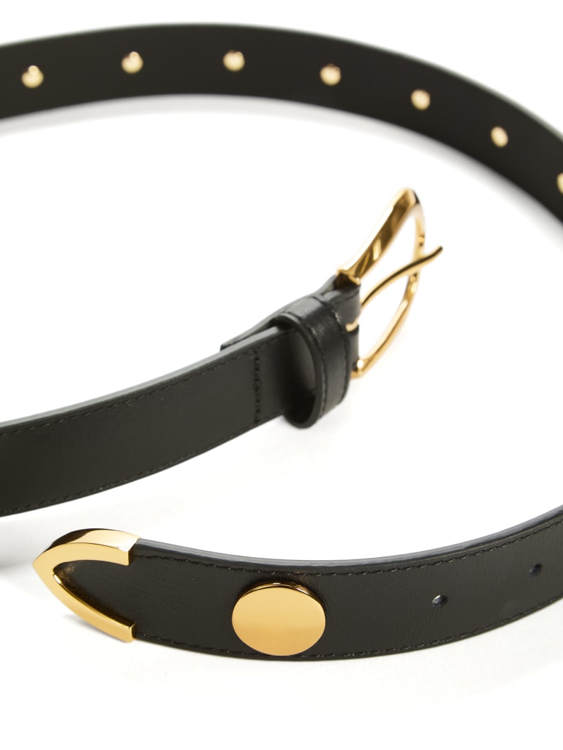 Ceinture GUESS En Cuir Véritable Double Cloutée - Taille S (85 Cm) - Couleur Noisette Neuve Avec étiquettes