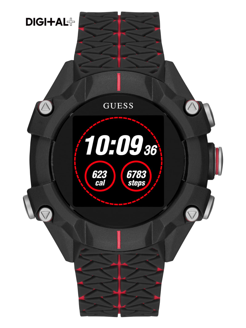 red and black digital watch