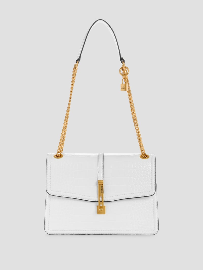 White croc shoulder bag clearance