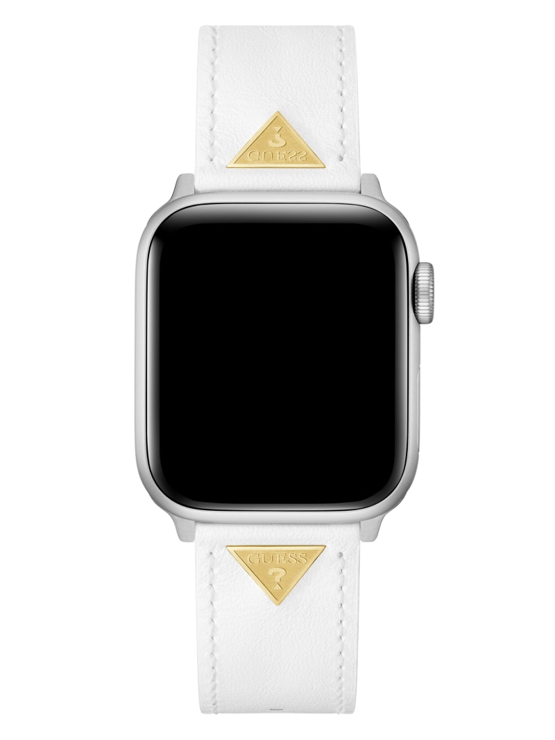 Gold Tone Emblem and White Leather 38 41 mm Band for Apple Watch