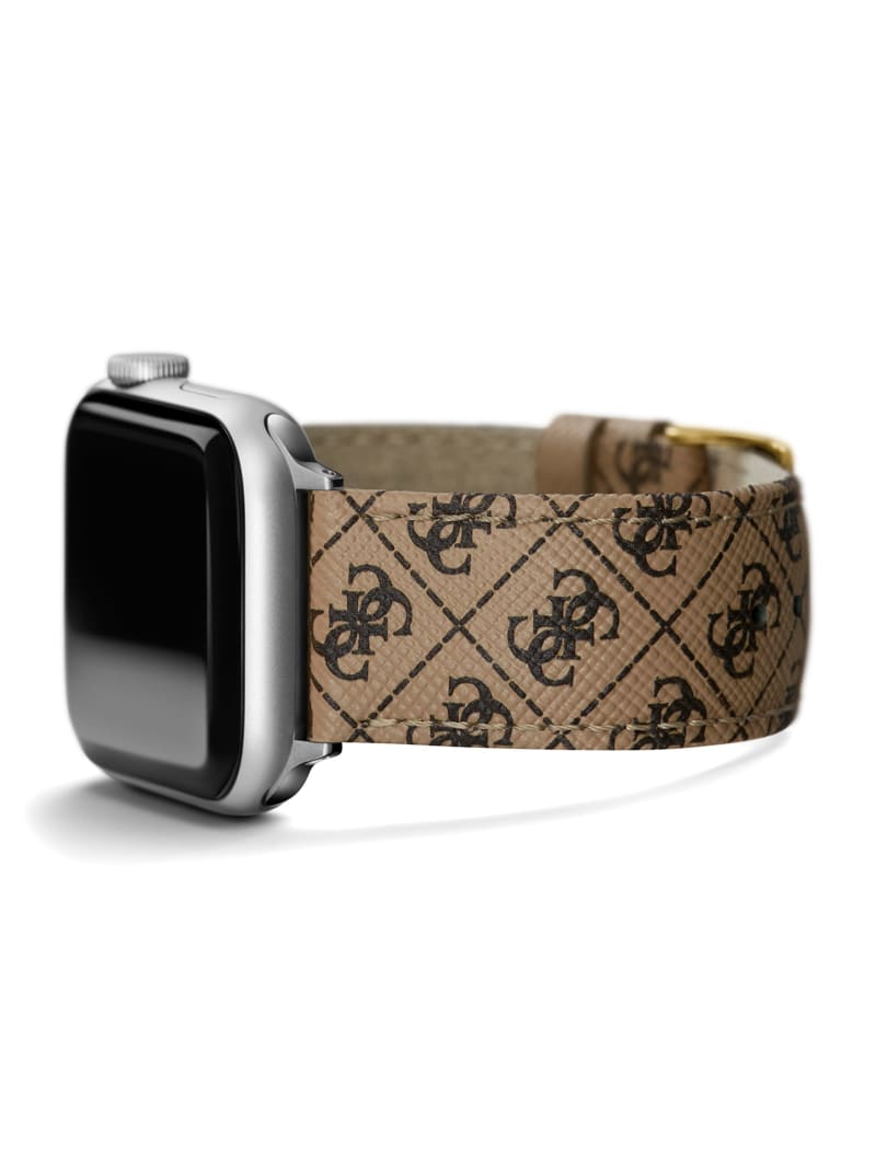 Brown Quattro G Leather Apple Watch Strap - GUESS