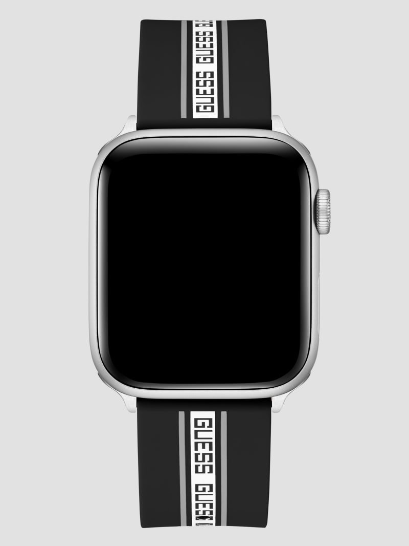 Monogram Tape Black Silicone 42 44 mm Band for Apple Watch