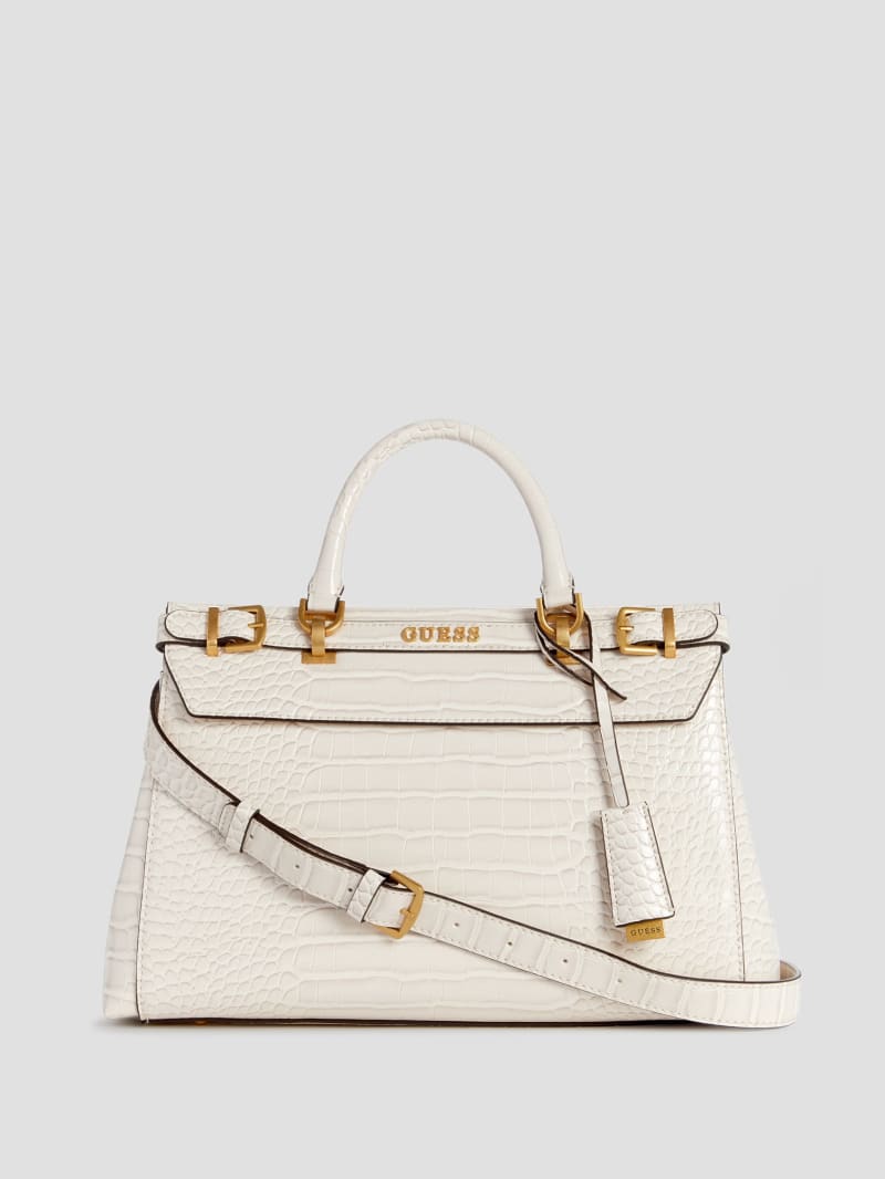 Guess Katey Mini Satchel Bag In Natural/Black