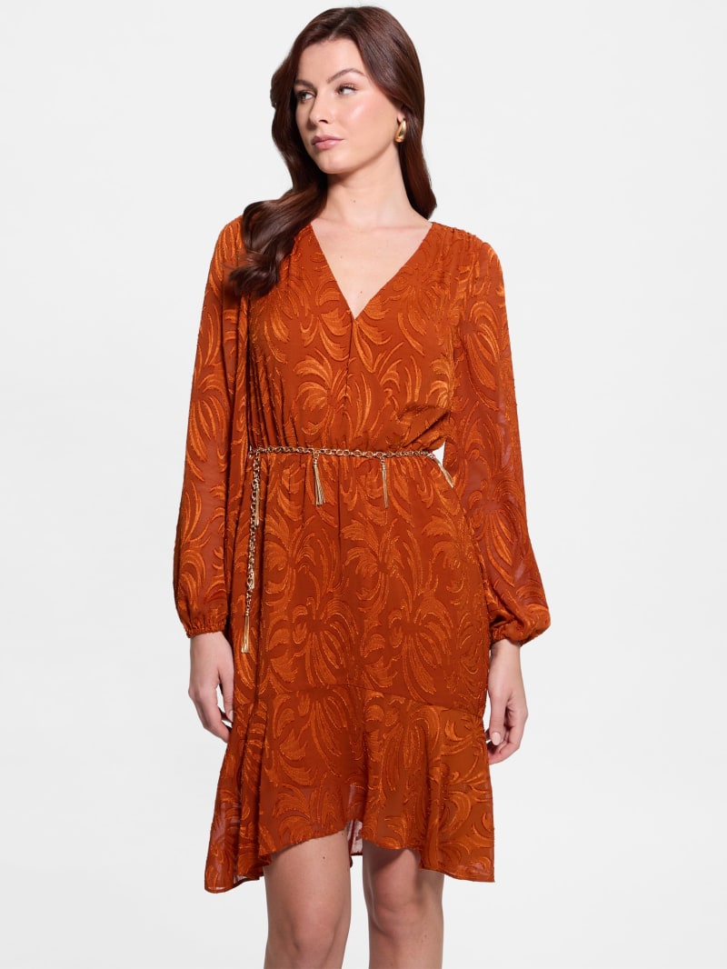 orange dress guess Mid-length dress