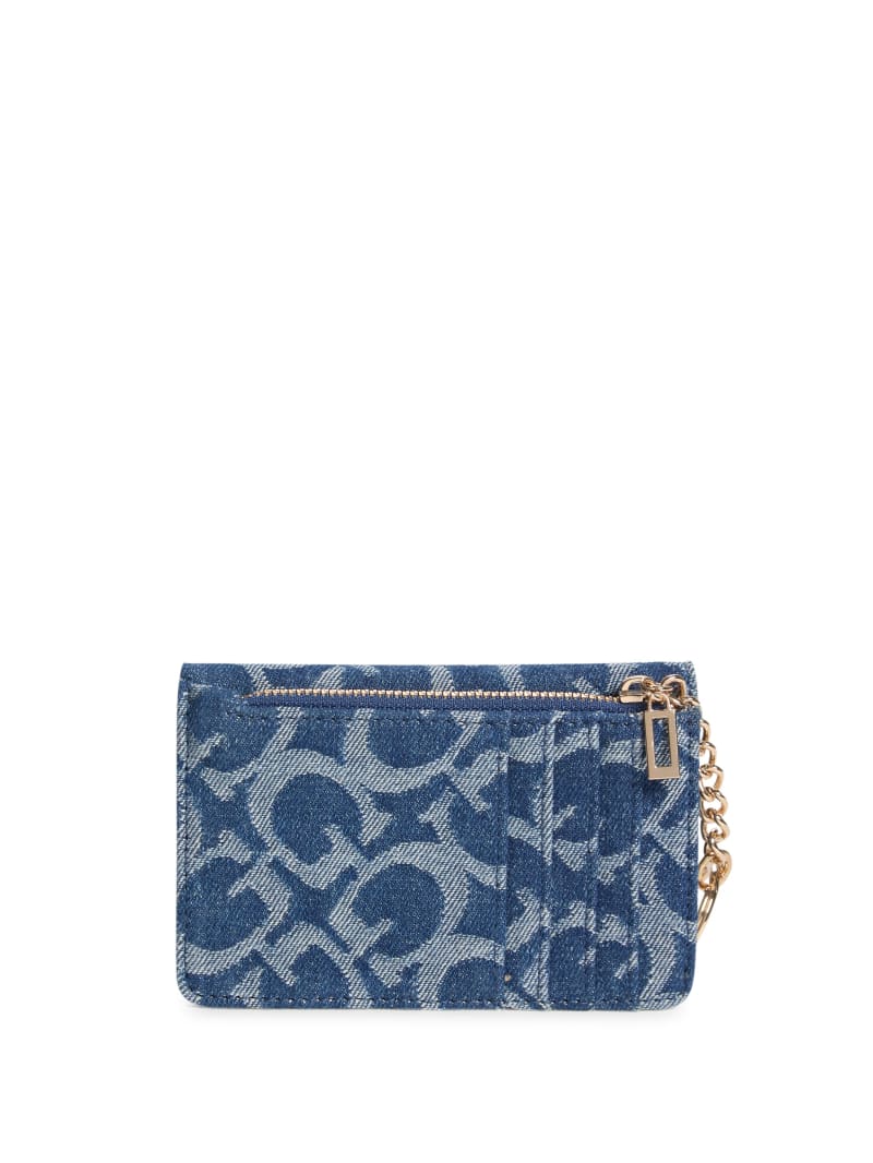 Nyra Denim Logo Keychain Card Case | GUESS Factory