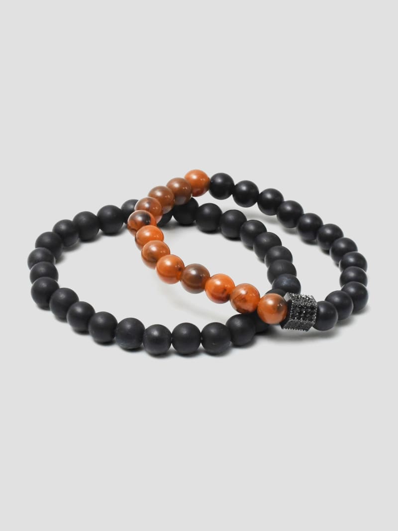 Natural Lava Beads Bracelet 4 Color Tiger Eye Stone with Matte Agate Hand  String (Red Tiger Eye, 8mm Beads x 8.5 inches)