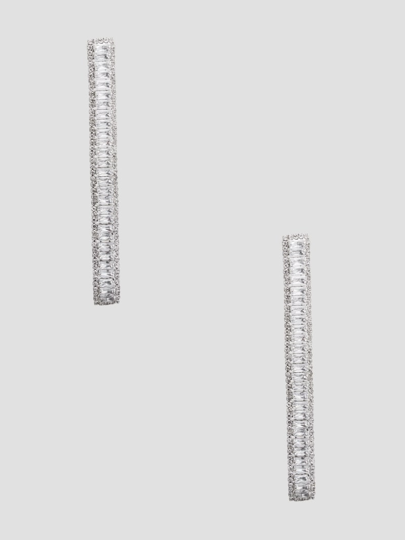 Silver-Tone Linear Baguette Earrings