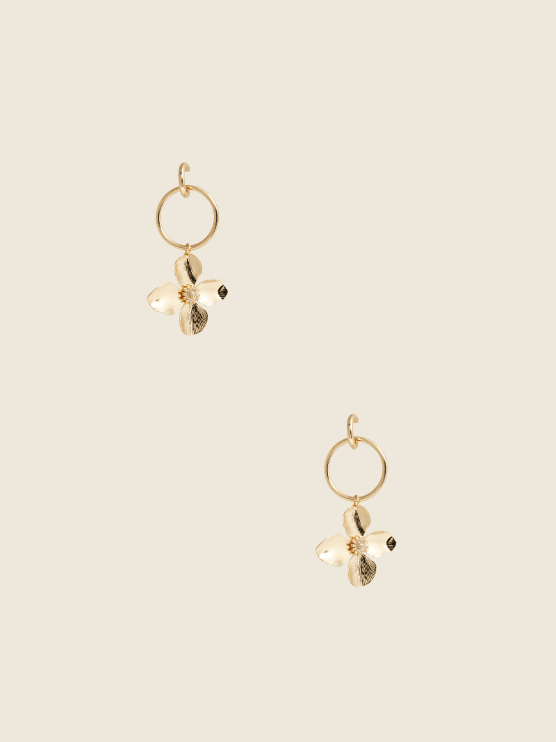 14K GoldPlated Huggie Hoop Floral Earring Marciano