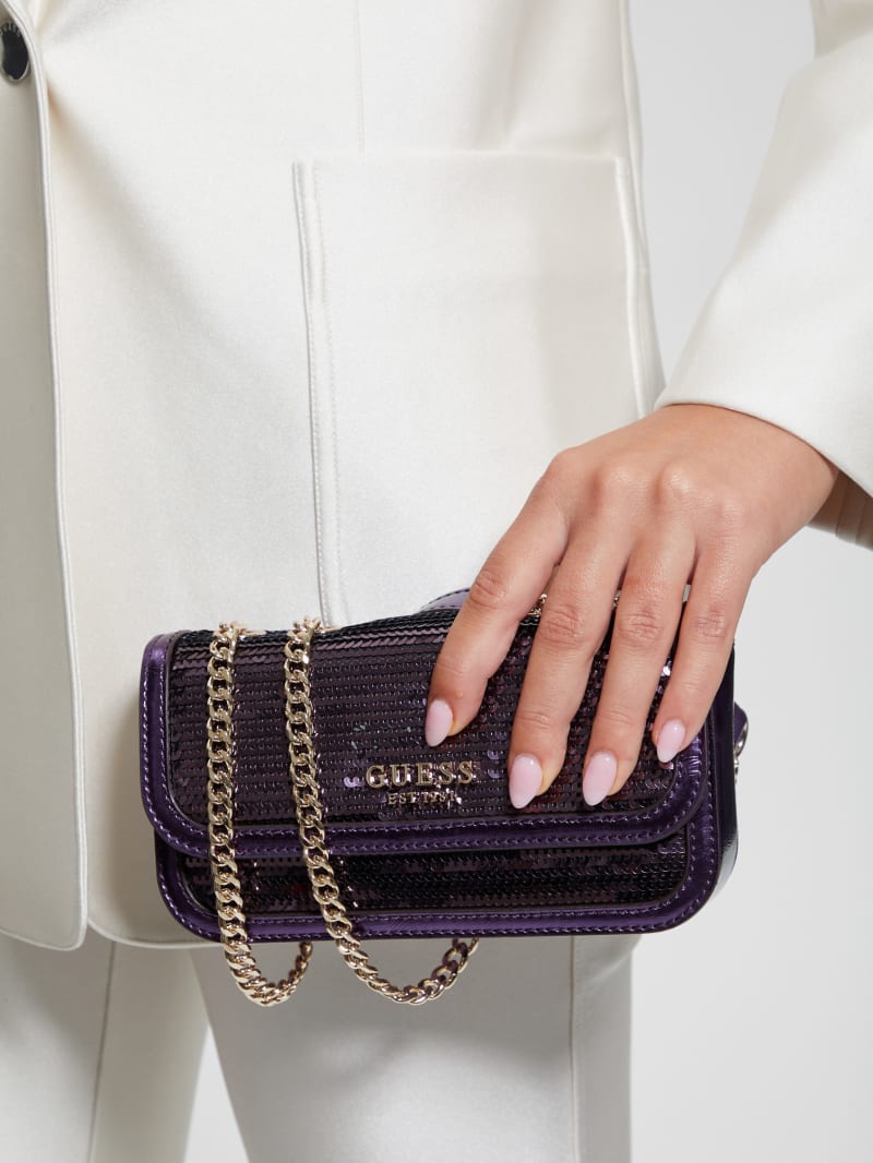Kaska Sequin Convertible Mini Crossbody GUESS Canada