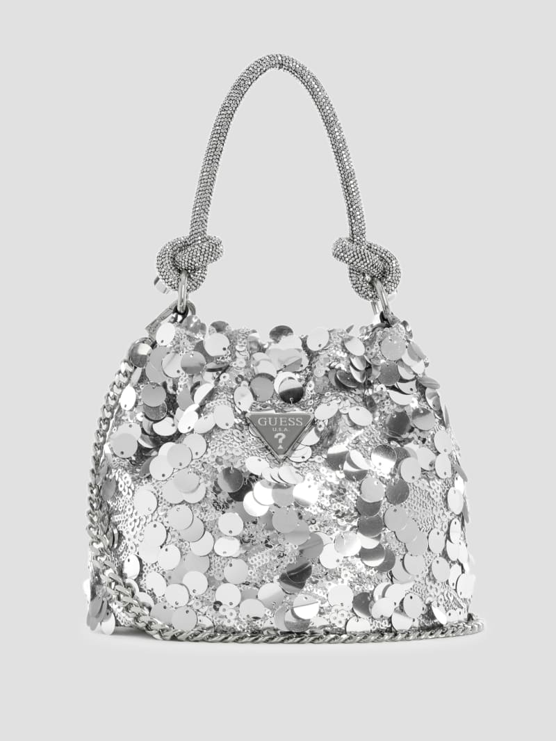 Pochette Soirée Femme Brillante Avec Poignée - 2 Compartiments, Coloris Argent Ou Or Rose, Pour Mariage Et événements