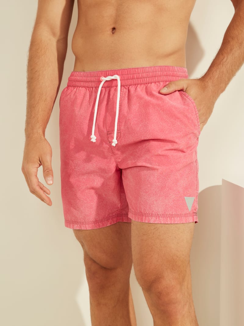 Guess Solid Woven Swim Trunks. 2