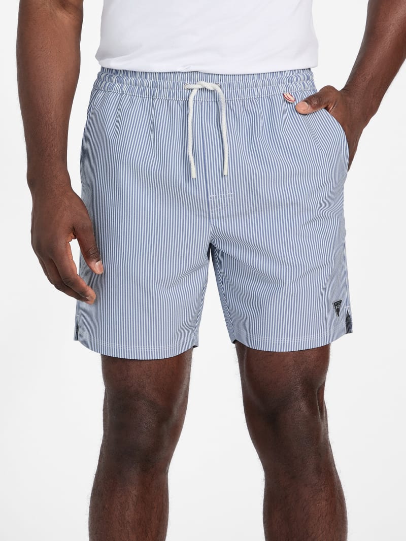 Striped Seersucker Swim Trunks | GUESS