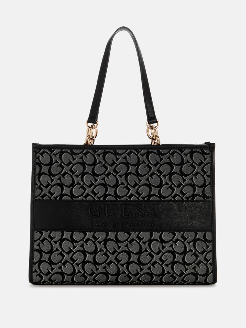Myrtille Jacquard Logo Tote | GUESS Factory